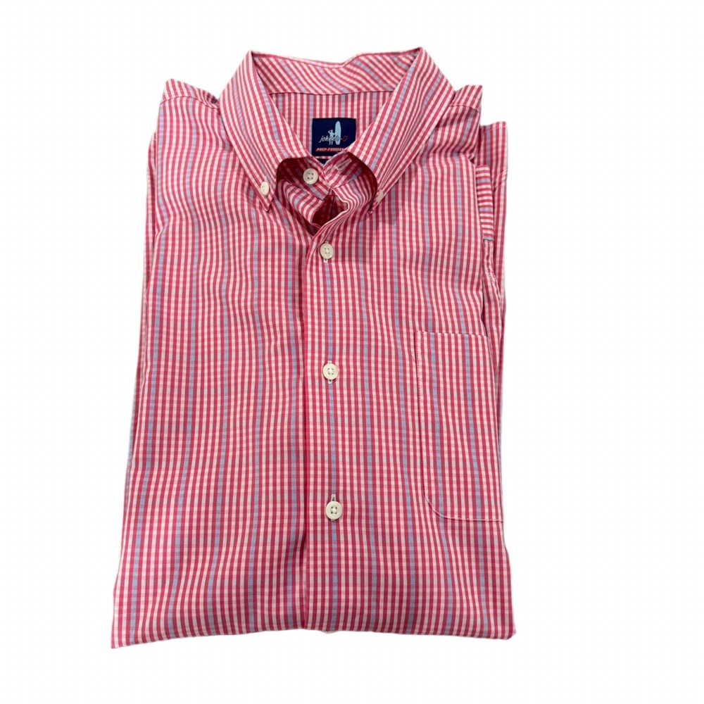 Johnnie-O Prep-Formance Mens Gingham Button Down Long Sleeve Sport XL Casual